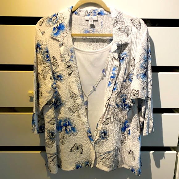 Button down blouse with faux tank - Picture 1 of 4